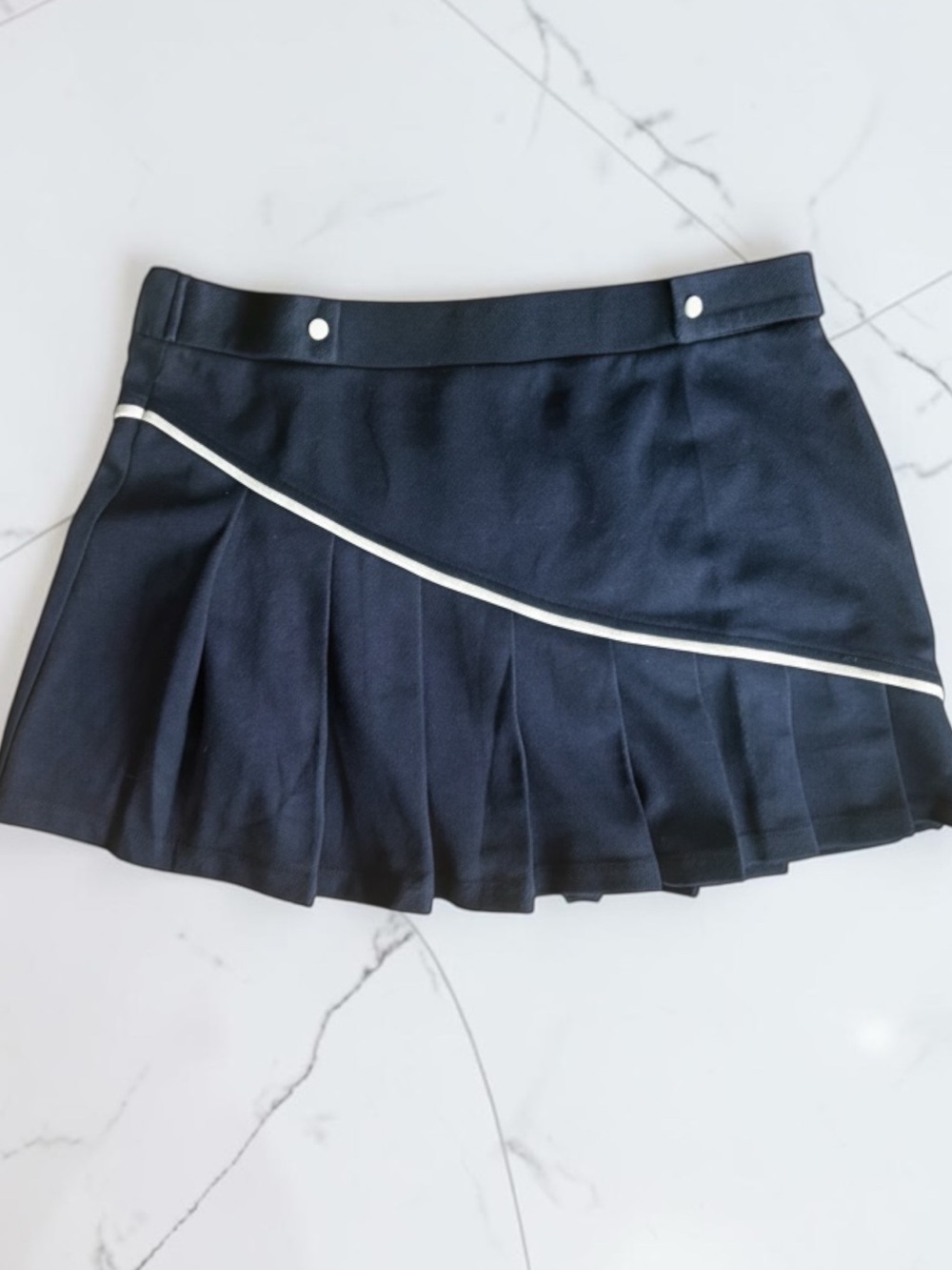Anthropologie Elodie Pleated Tennis Skirt Navy White Piping XL NWT Preppy Mini